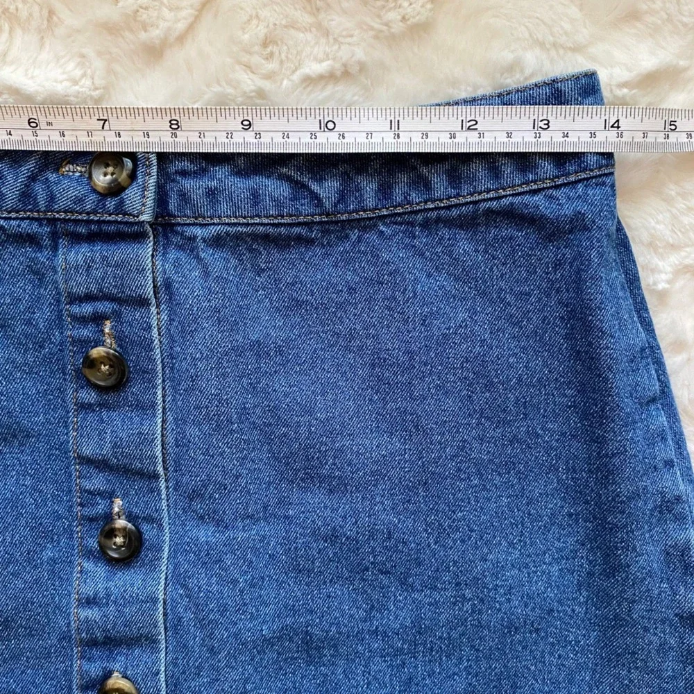Forever 21 Denim Mini Skirt‎ Womens Medium Blue Button Front Festival 90's Y2K